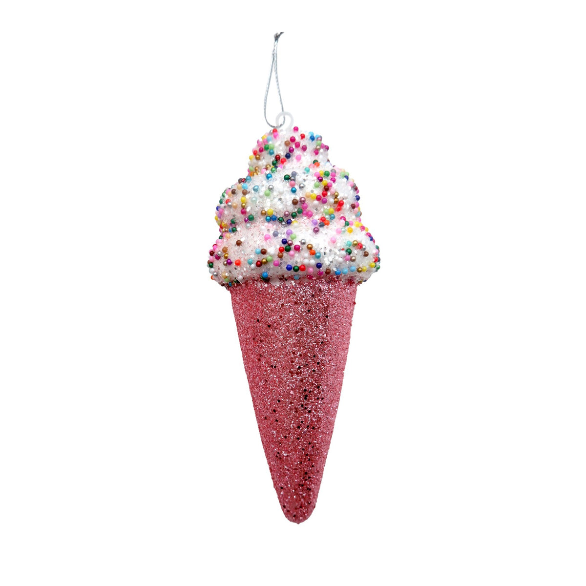 Discover the Pink Glitter Ice Cream Cone Hanging Decoration (15cm) at Bristow Direct