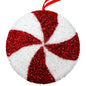 Red and White Tinsel Glitter Candy Wide Swirl Hanging Decoration (24cm)