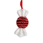 Red and White Tinsel Glitter Round Candy with String Hanging Decoration (13cm)