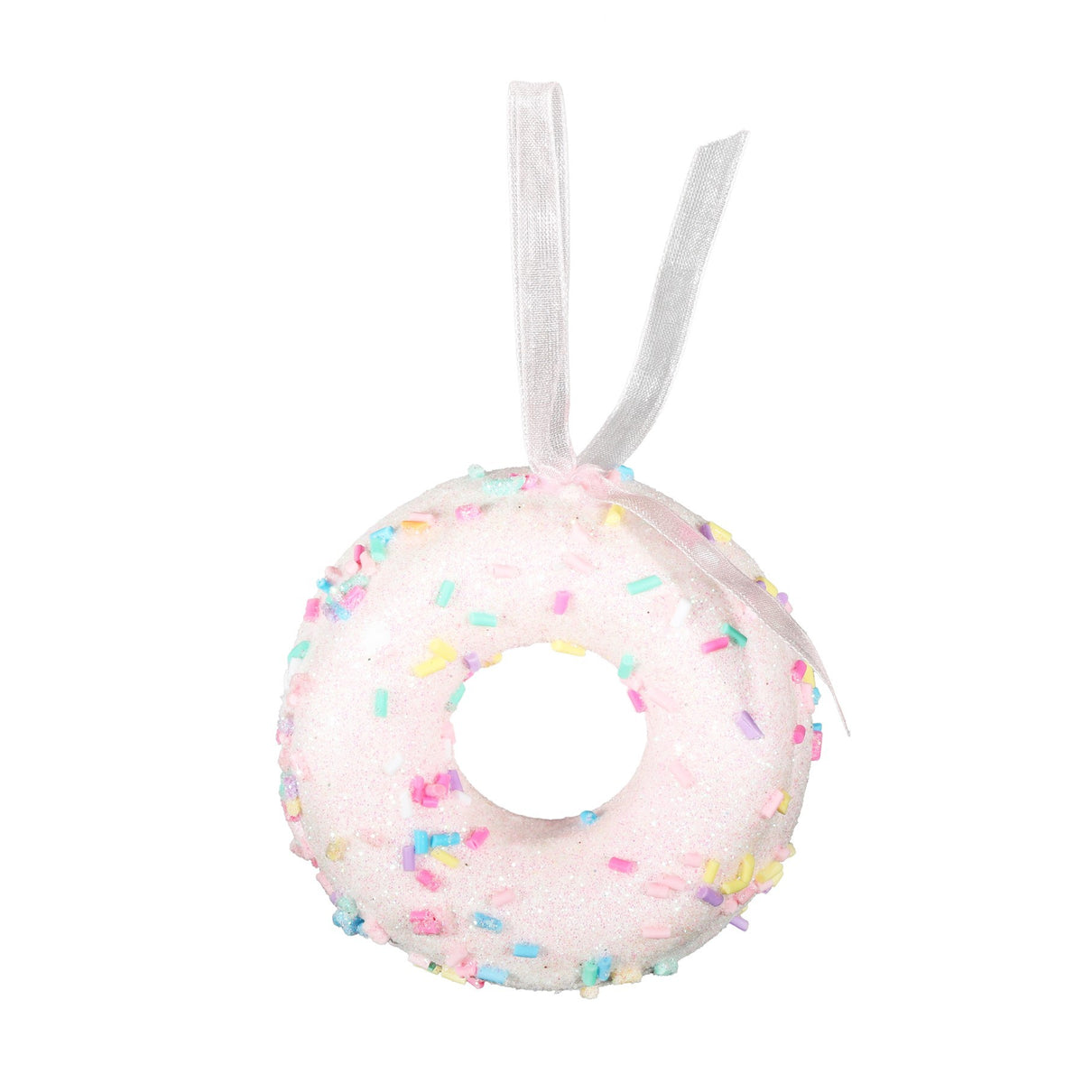Discover the Light Pink Glitter Donut Hanging Decoration (7cm) at Bristow Direct