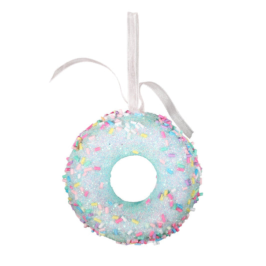 Discover the Light Blue Glitter Donut Hanging Decoration (7cm) at Bristow Direct