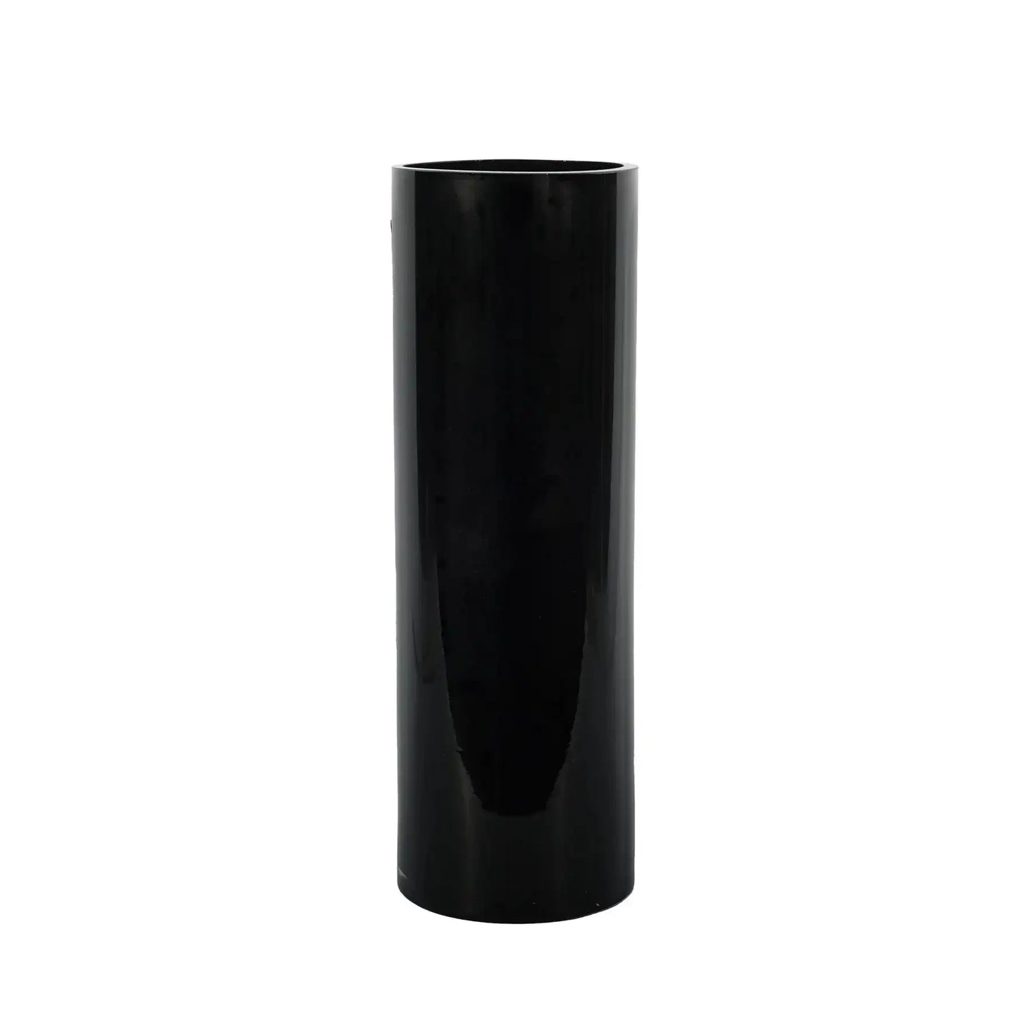 Black Gloss Cylinder Glass Vase (30cm H x 10cm W)