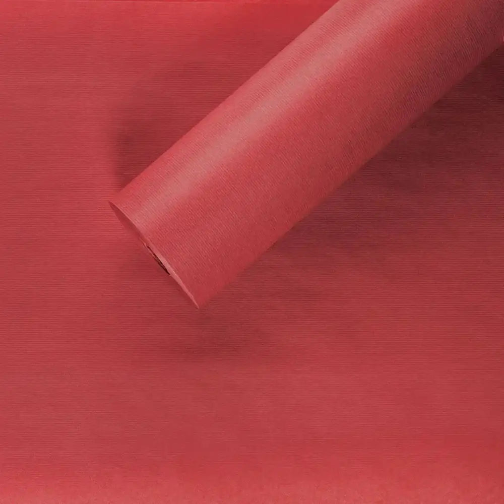 Red gift wrap roll with textured finish, ideal for presents and home décor.