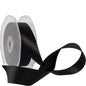 Black satin ribbon spool, ideal for gift wrapping and home décor crafts