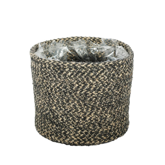 Natural and Black Jute Rope Basket (16x14cm)
