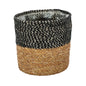 Natural &amp; Black Seagrass Basket with Liner (16 x 16cm)