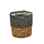 Natural &amp; Black Seagrass Basket with Liner (12 x 12cm)