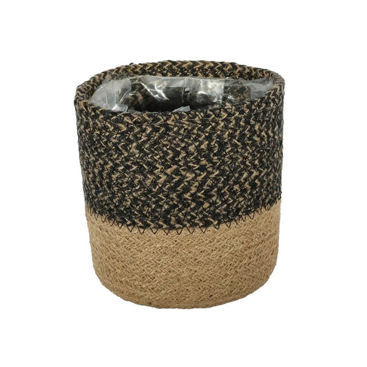 Black and Natural Jute Basket (14 x 14cm)