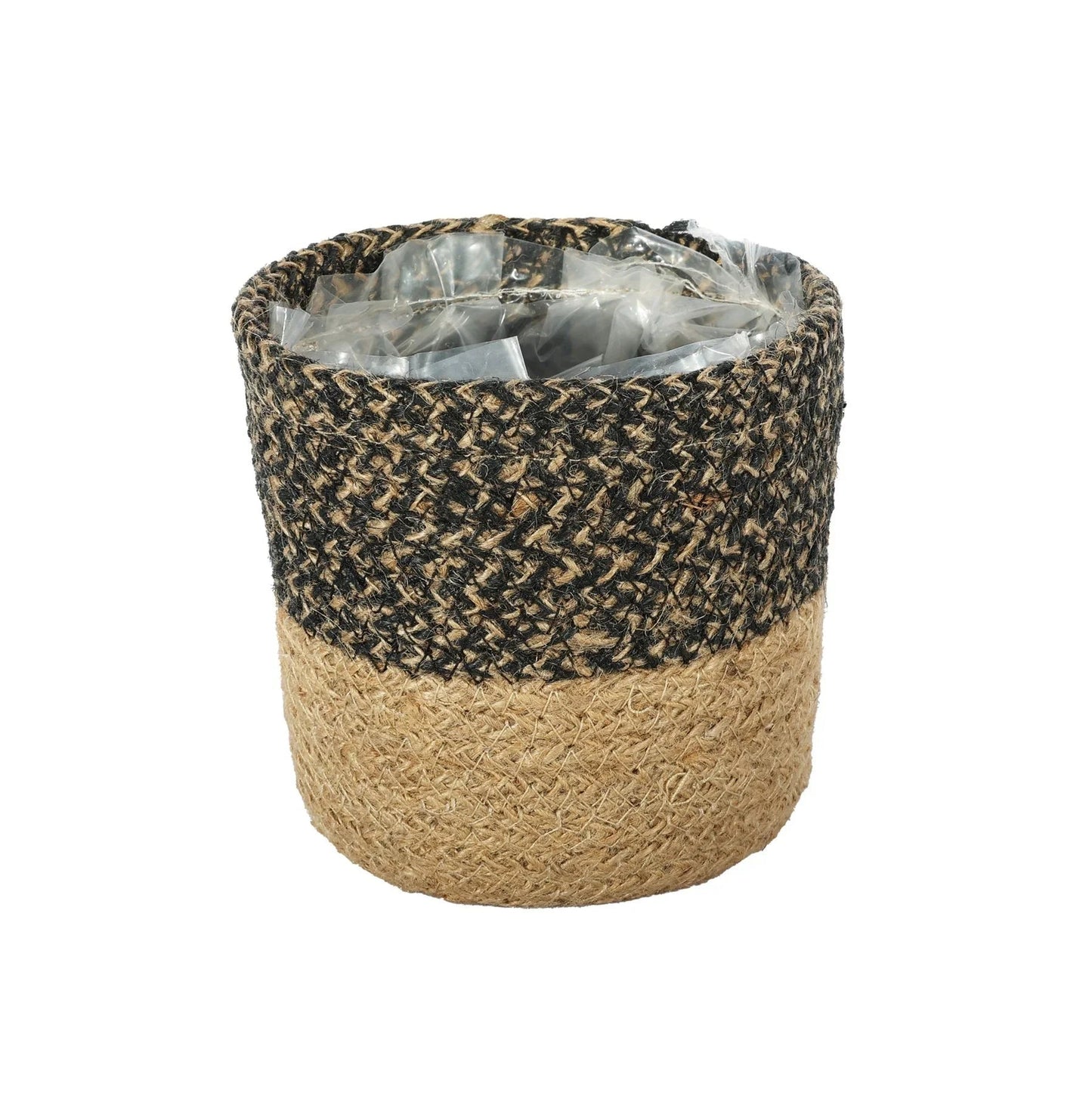 Black &amp; Natural Jute Basket (12 x 12cm)