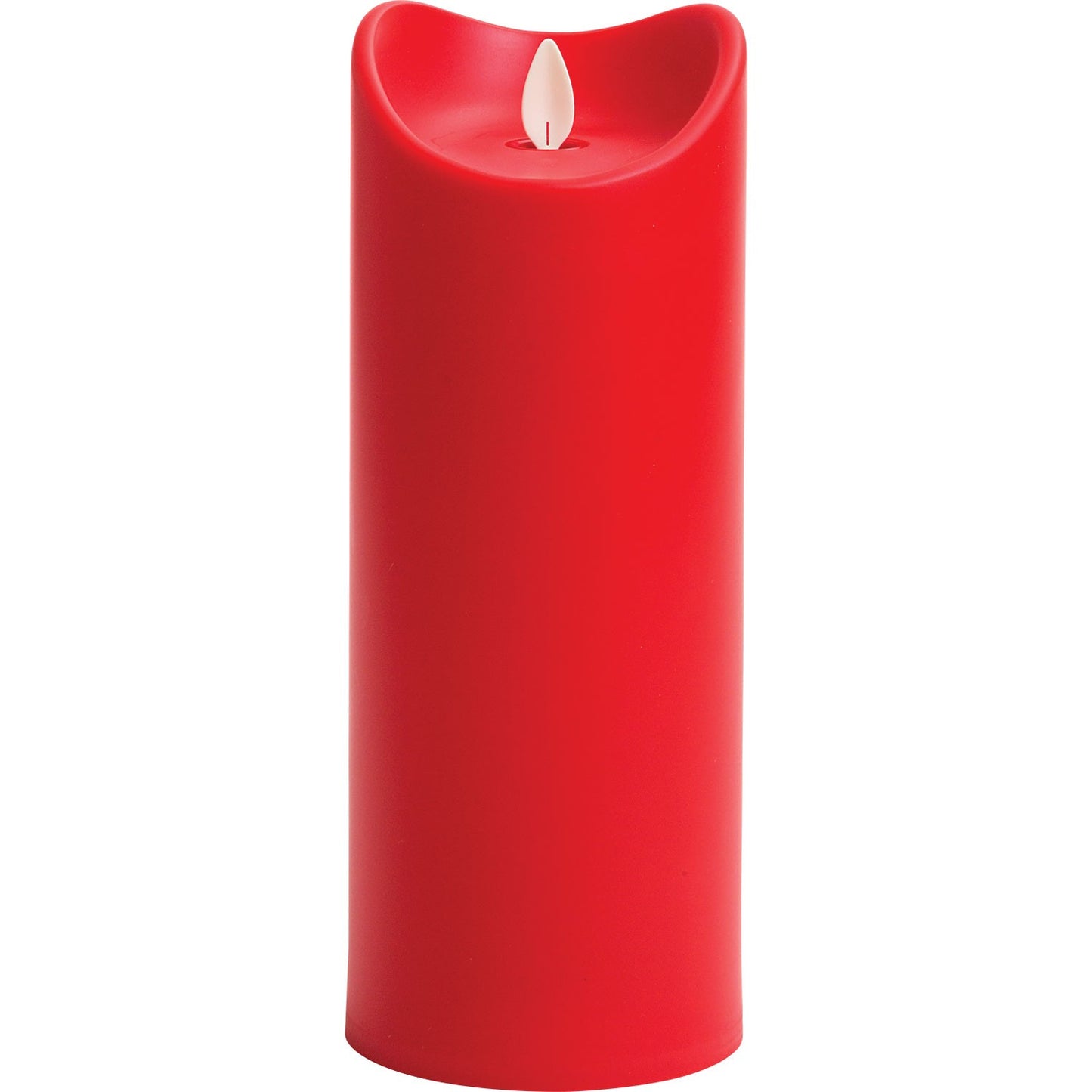 Red Flickering LED Resin Pillar Candle (23cm)