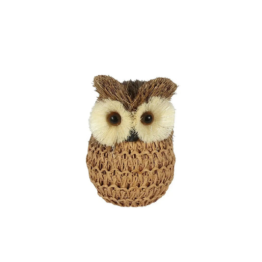 Natural Owl Grass Woven Ornament (13cm)