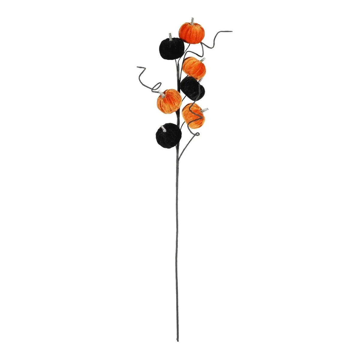 Black and Orange Velvet Pumpkin Pick (70cm)