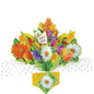 Pop-up Easter card with colorful paper flowers and Happy Easter sign, festive home decor gift.