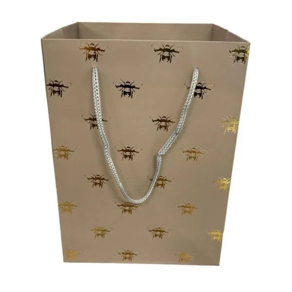 Grey Hand Tie Bag with Gold Bees (Pack of 10)