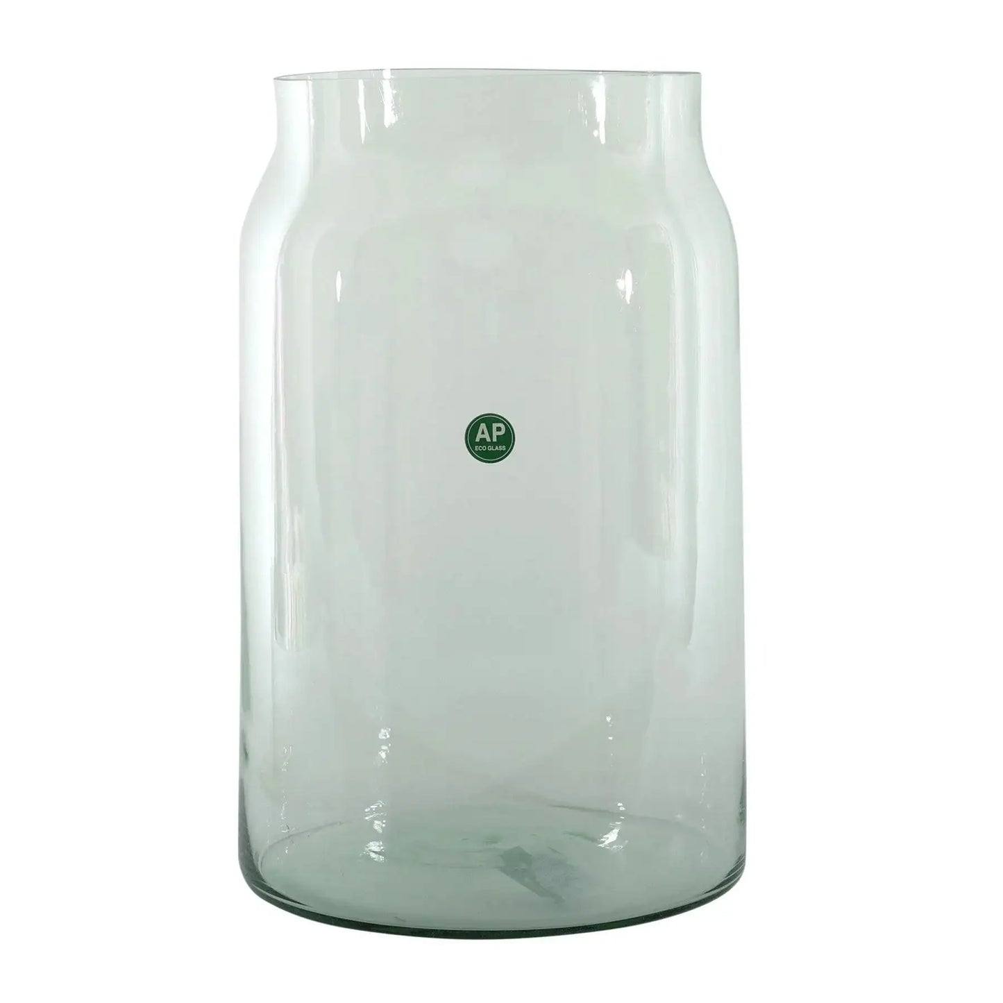 Clear glass vase with wide opening, modern home decor accent for flowers or centerpieces