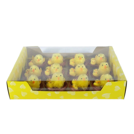 Pack of 12 Chicks in Nest in Display Box (6.5cm)