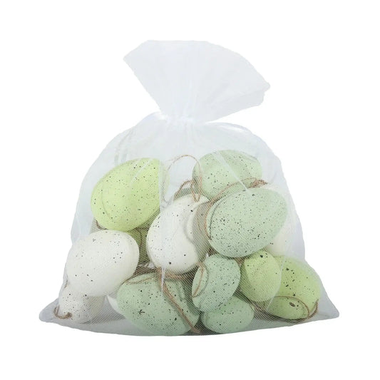 White and Green Eggs in Bag