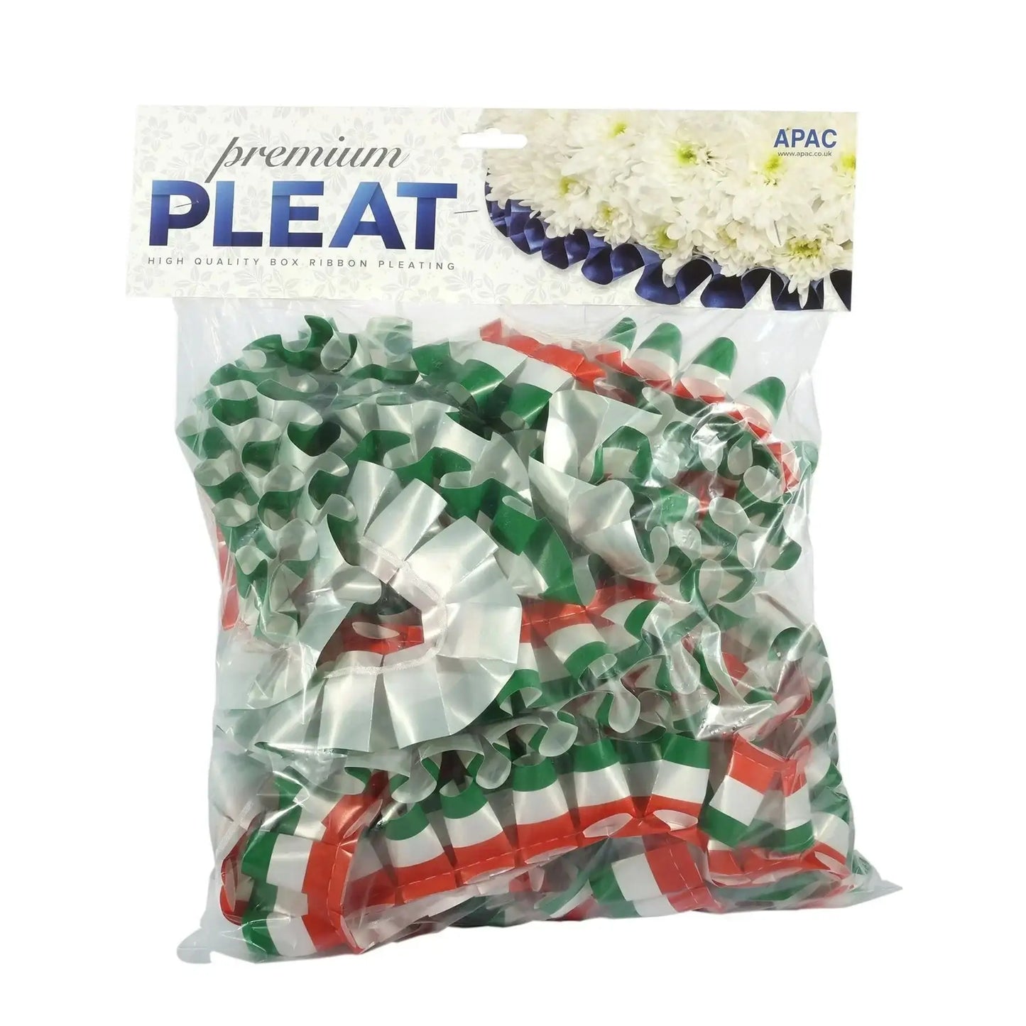 Premium Tri-Colour Pleat Ribbon (50mm x 10m)