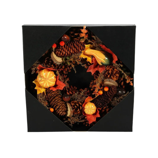 Autumn Wreath with Pumpkins and Wood Slices (30cm)
