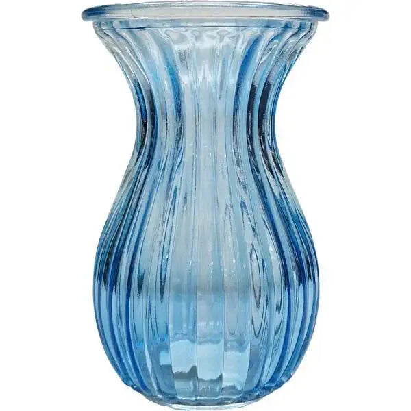 Blue Harper Fluted and Flared Glass Vase (14cm)