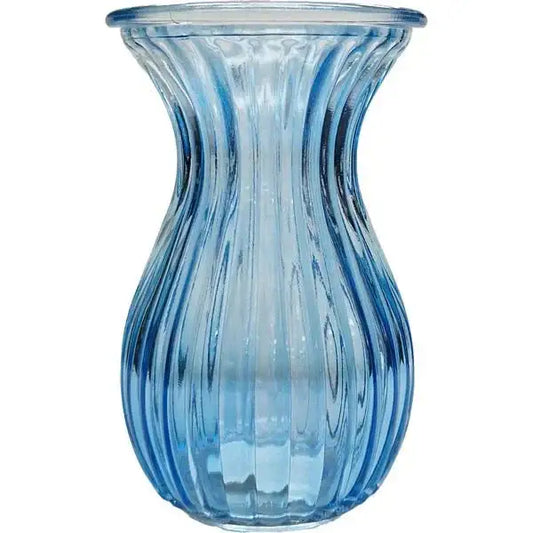 Blue Harper Fluted and Flared Glass Vase (14cm)