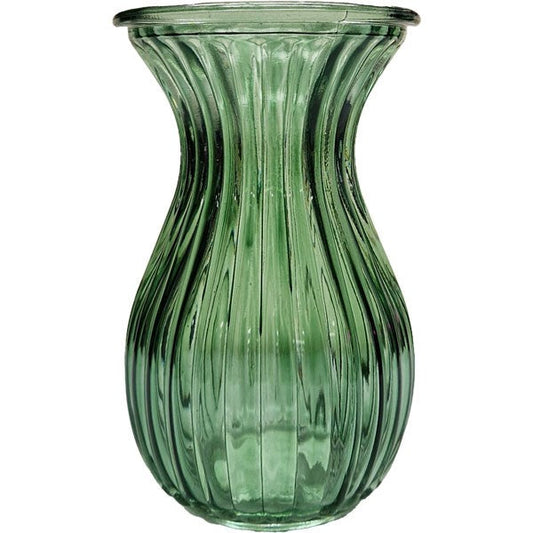 Green Harper Fluted &amp; FlaredÂ Glass Vase (14cm)