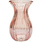Pink ribbed glass vase with fluted design, ideal for home decor or gifting