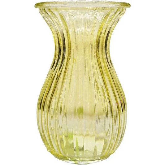 Yellow Harper Fluted &amp; FlaredÂ Glass Vase (14cm)