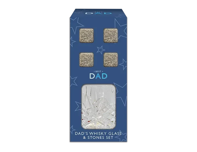 Fathers Day Whiskey Glass &amp; Stones Set