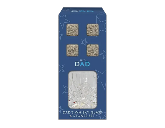 Fathers Day Whiskey Glass &amp; Stones Set