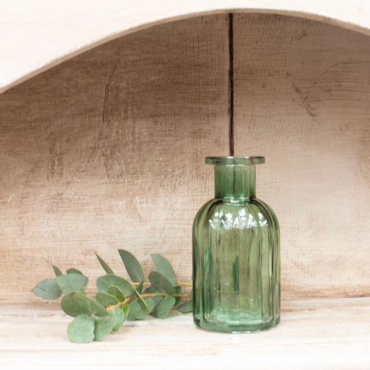 Green Flora Bottle Glass Vase (10.5cm)