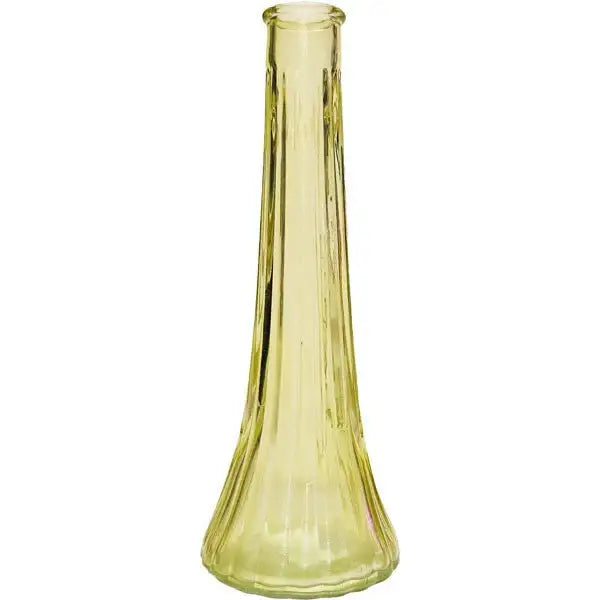 Yellow glass bud vase with ribbed texture, elegant home decor accent