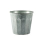Galvanized metal decorative planter with embossed fluted design for home décor