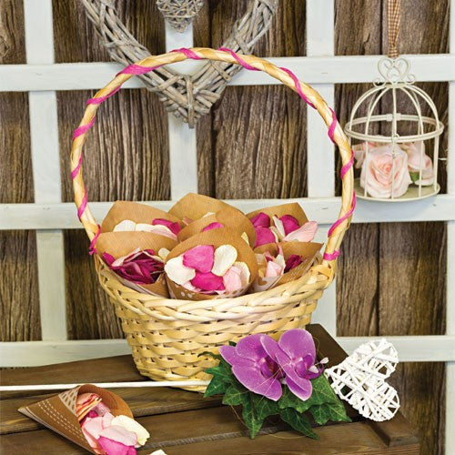 Sun Bleached Wicker Basket - Round (19cm)