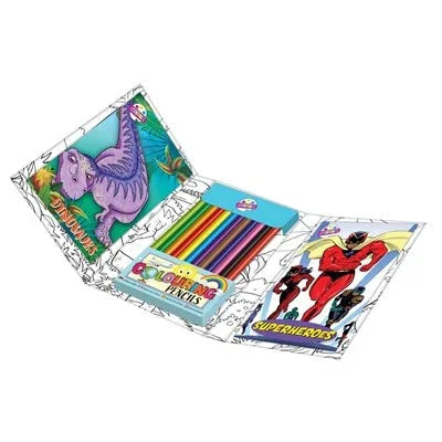 Dinosaur and Superheroes Travel Colouring Set