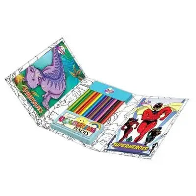 Dinosaur and Superheroes Travel Colouring Set