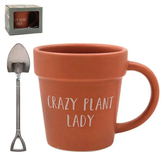 Green Crazy Plant Lady Mug and Spoon