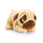 Cute plush pug dog stuffed animal toy with big eyes on white background, gift idea for kids