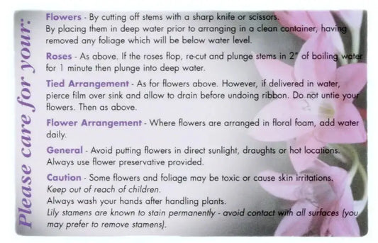 Cut Flowers Care Card