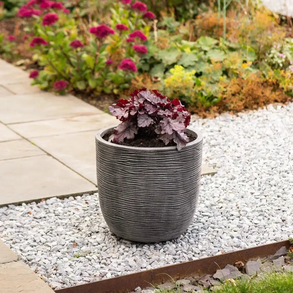 Pewter Round Amalfi Planter (34cm) - Bristow Direct 