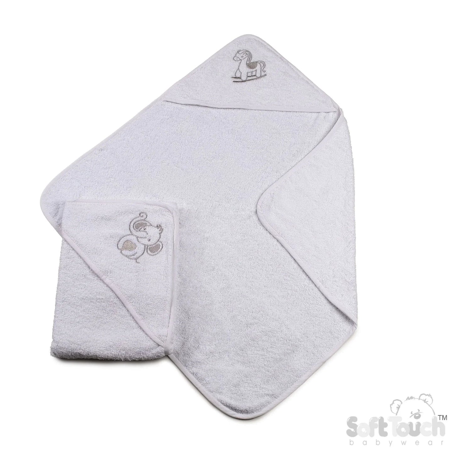 Baby White Embroidered Hooded Robe