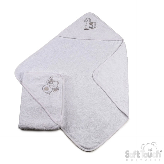 Baby White Embroidered Hooded Robe