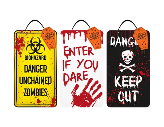 Halloween Warning Plaque (Assorted)