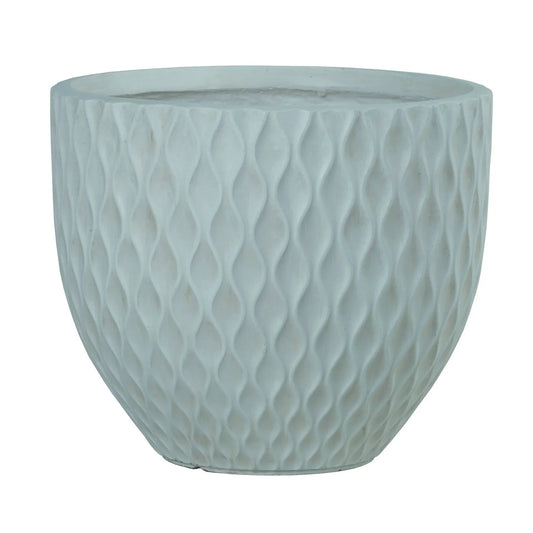 Set of 4 Hortus Outdoor Embossed Diamond Light Grey Planters