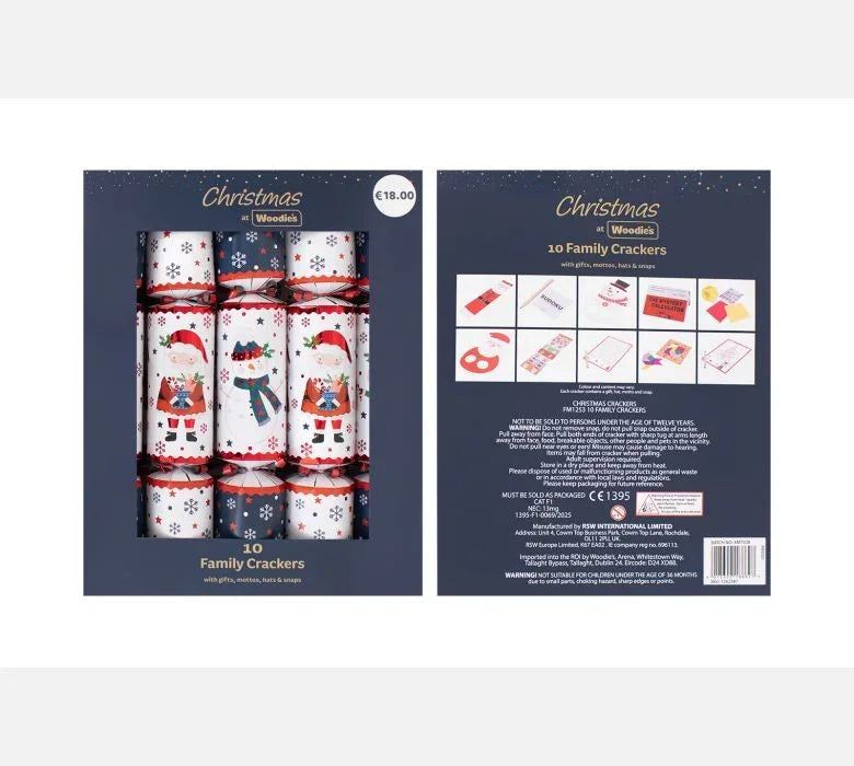 10 Family Santa &amp; Friends Crackers (12 inch)