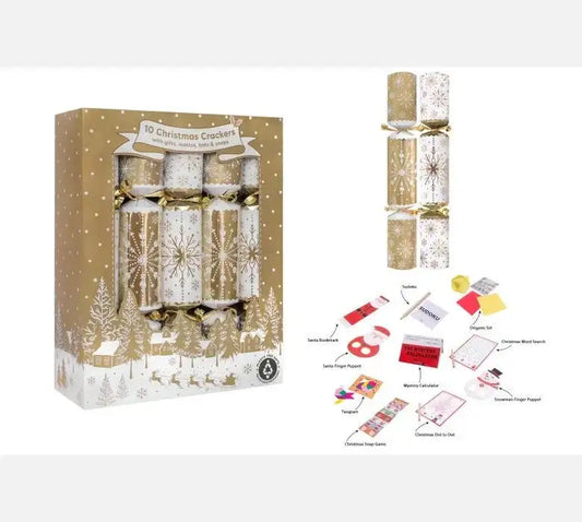 10 Gold Snowflake Crackers (12Inch)