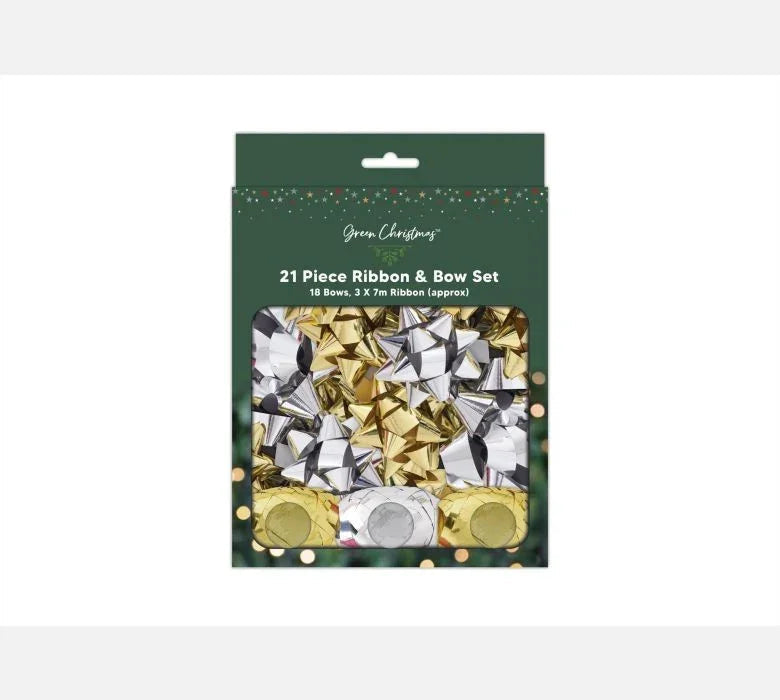 Gold &amp; Silver Foil Ribbon Bow Set