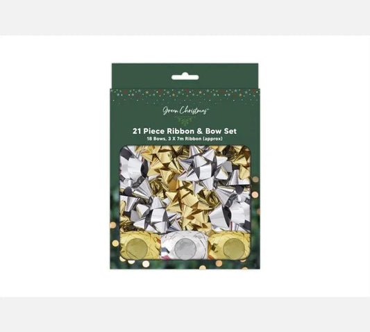 Gold &amp; Silver Foil Ribbon Bow Set