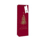 Red Christmas wine gift bag with gold tree and festive sparkle message