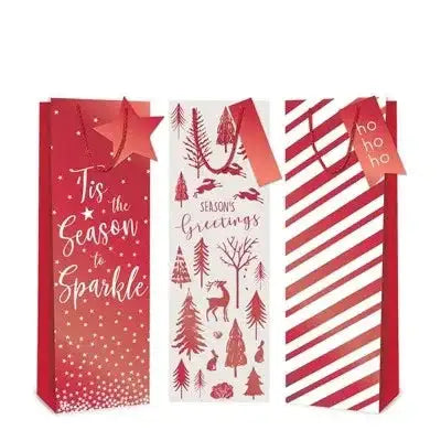 Red Foil Christmas Bottle Bags